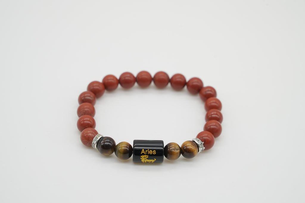 Aries Red Jasper And Tiger Eye Bracelet