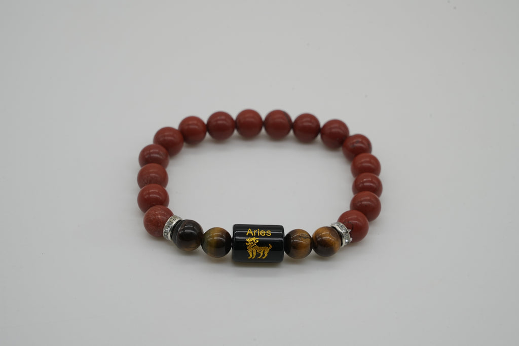 Aries Red Jasper And Tiger Eye Bracelet