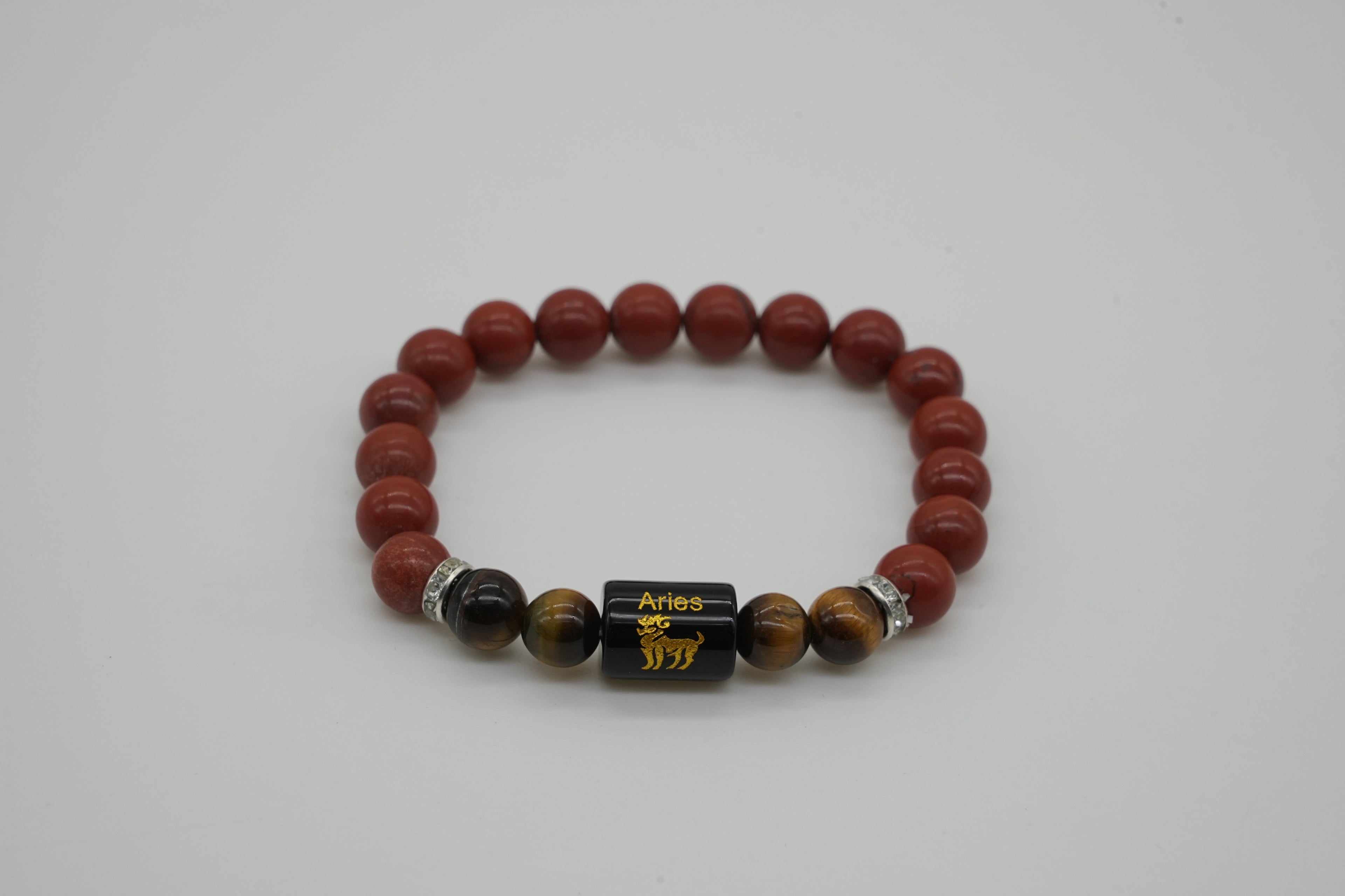 Aries Red Jasper And Tiger Eye Bracelet