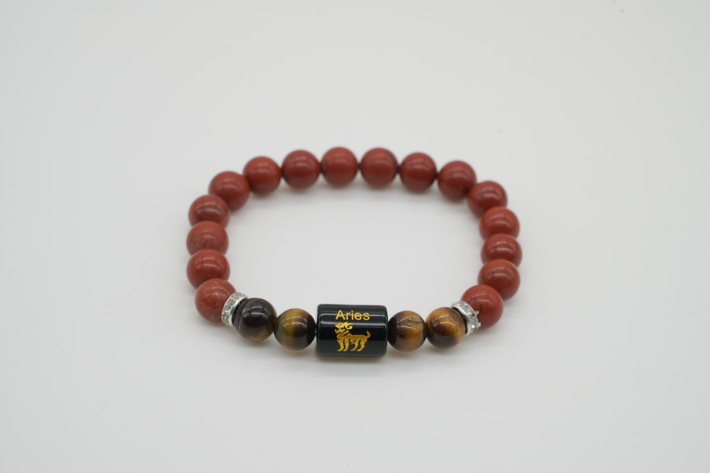 Aries Red Jasper And Tiger Eye Bracelet
