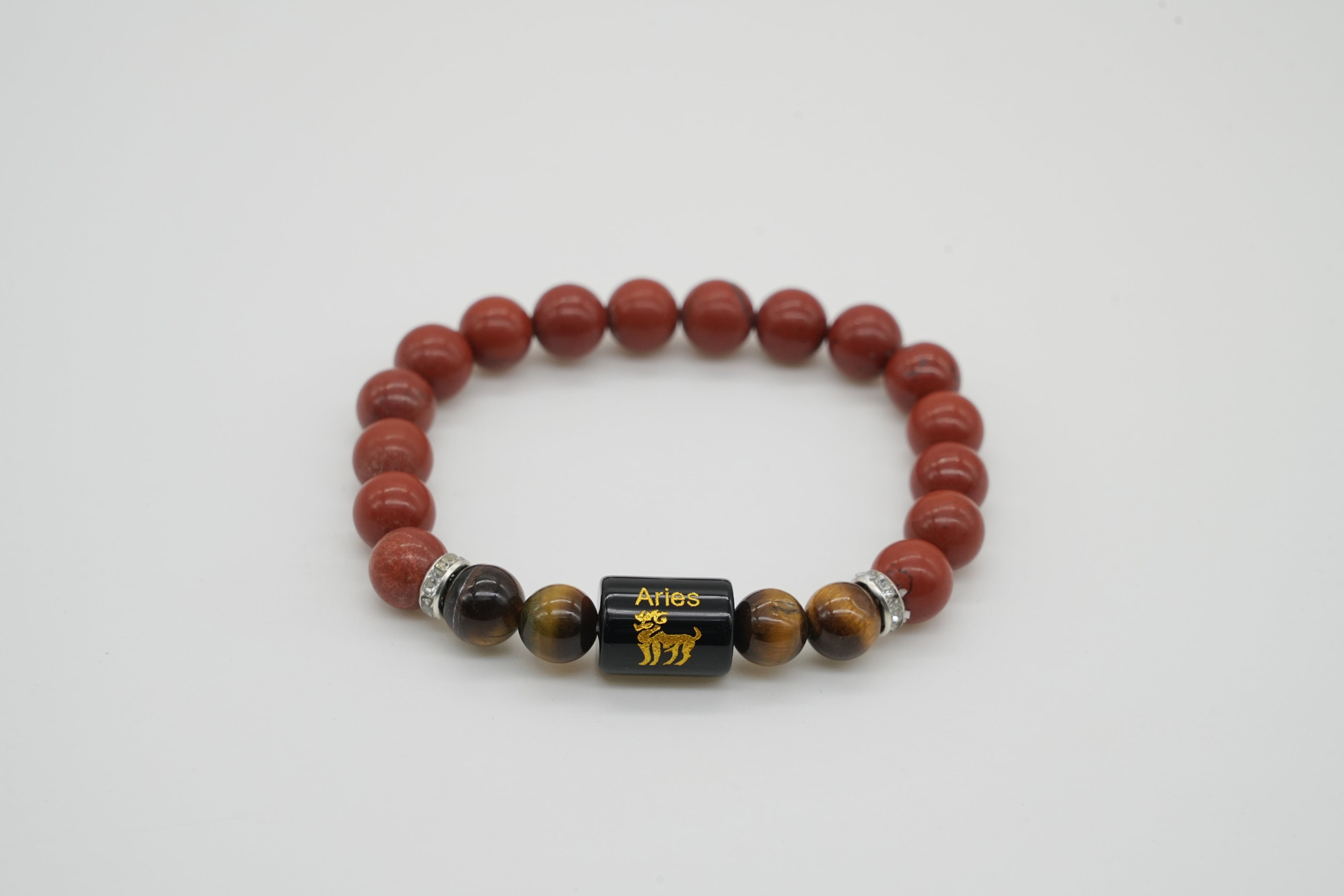 Aries Red Jasper And Tiger Eye Bracelet