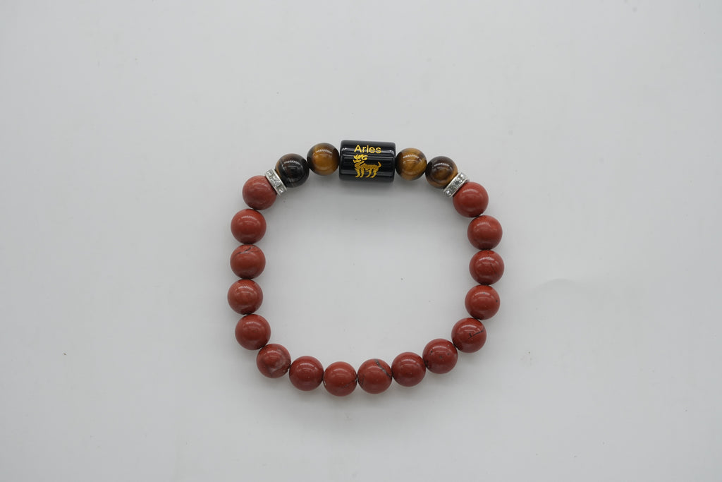 Aries Red Jasper And Tiger Eye Bracelet