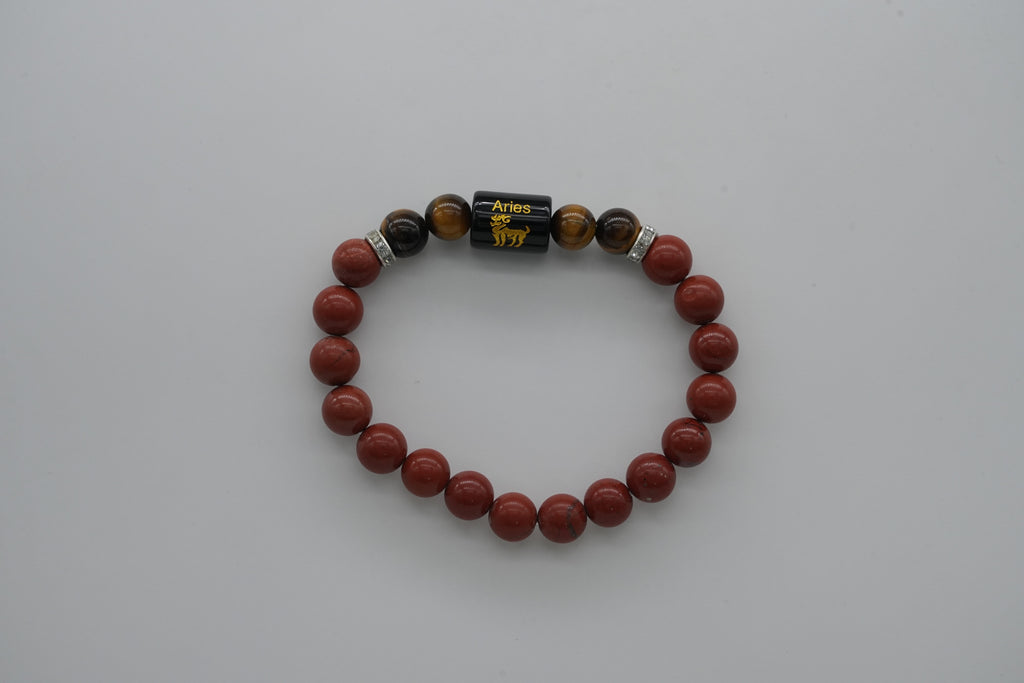 Aries Red Jasper And Tiger Eye Bracelet