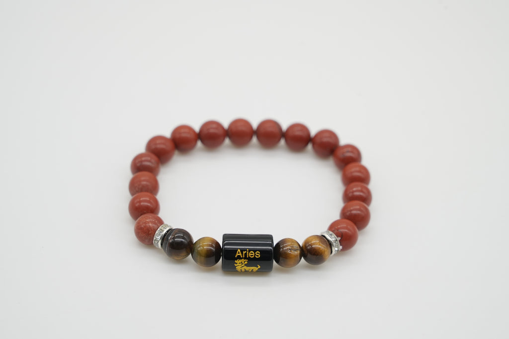Aries Red Jasper And Tiger Eye Bracelet