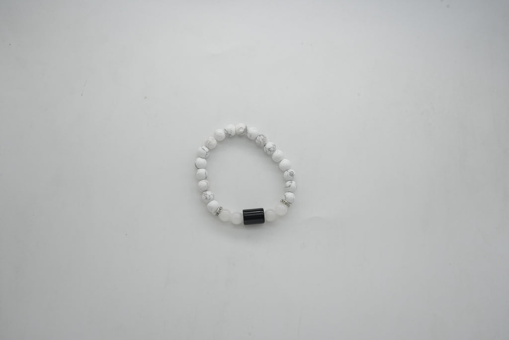 Cancer Howlite And Clear Quartz Bracelet