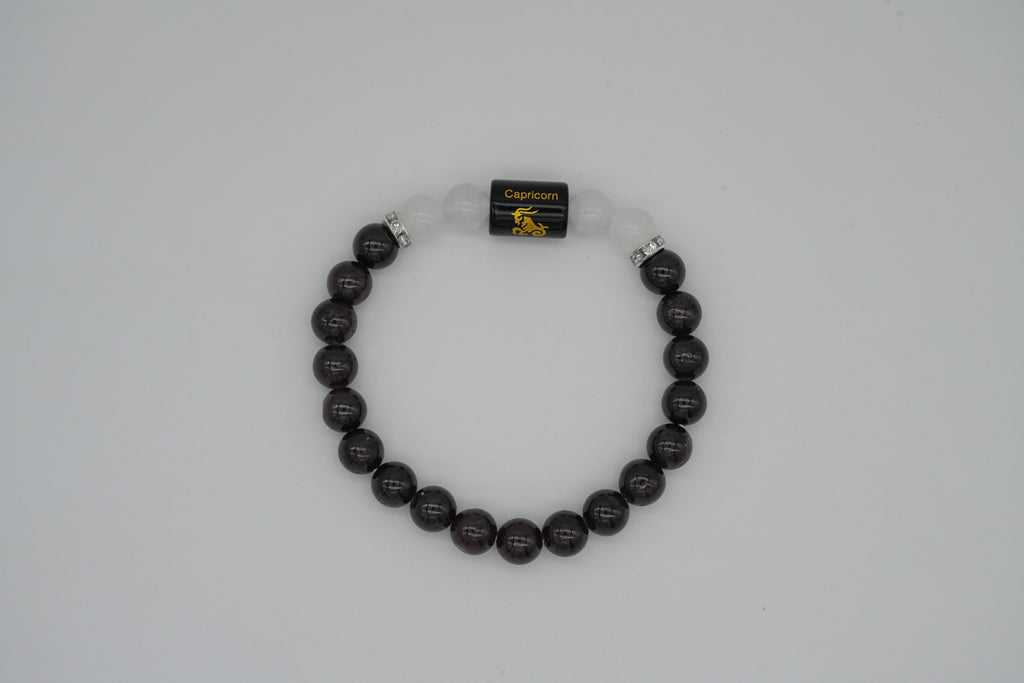 Capricorn Black Tourmaline And Moonstone Bracelet