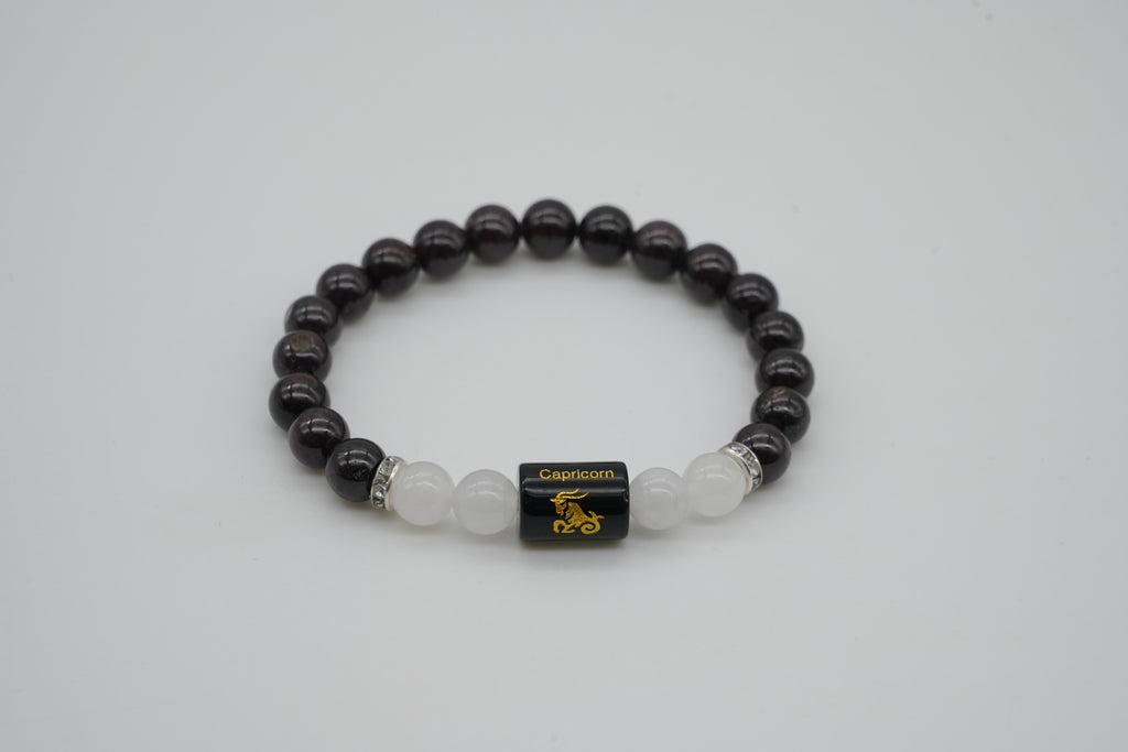 Capricorn Black Tourmaline And Moonstone Bracelet