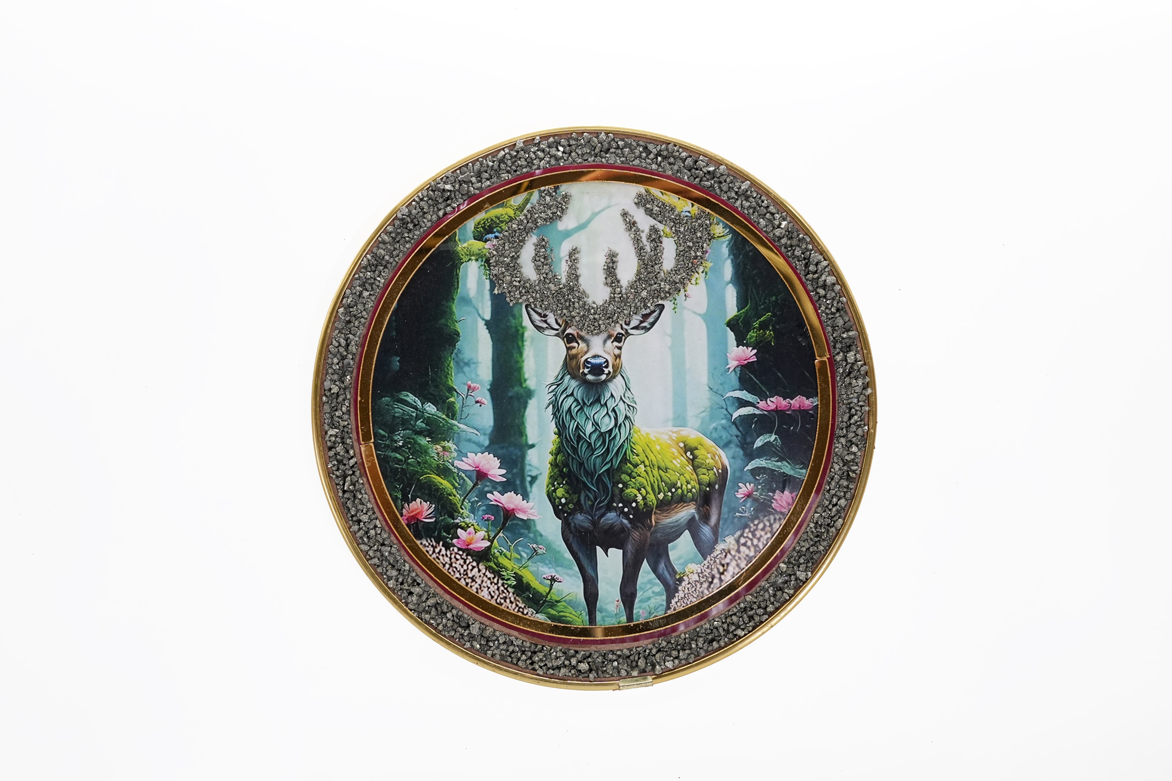 Forest Deer Pyrite Wall Frame