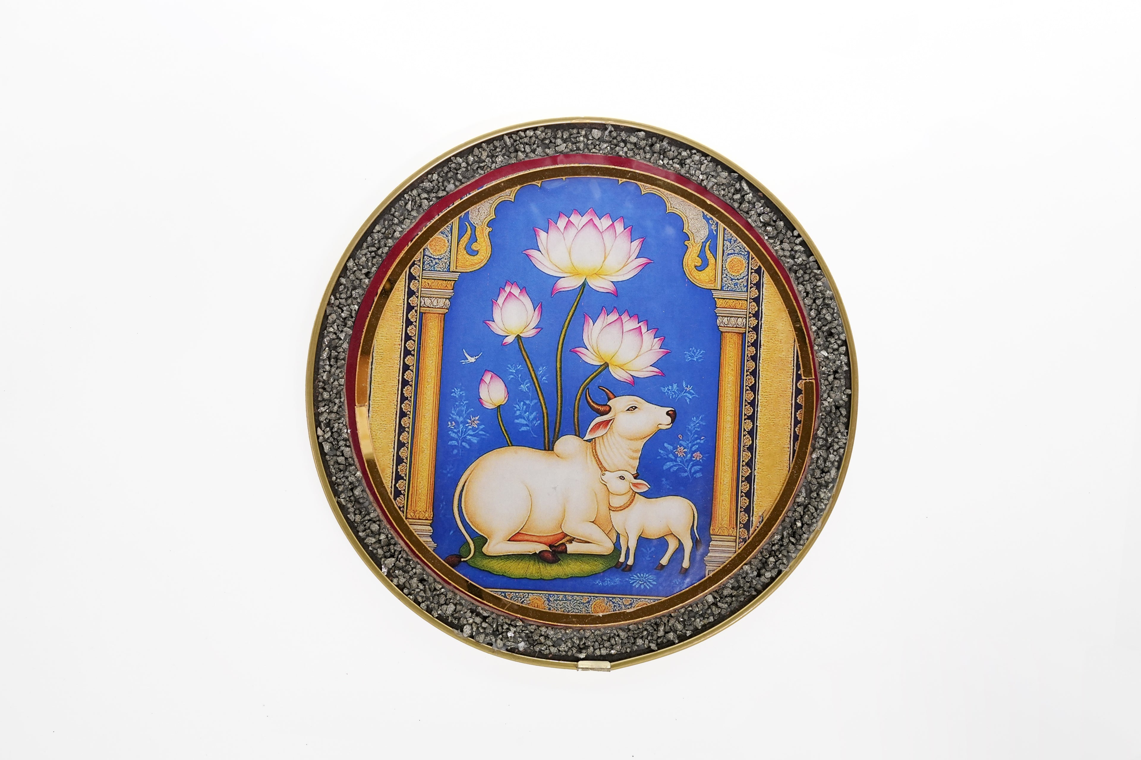 Kamdhenu Cow Pyrite Wall Frame