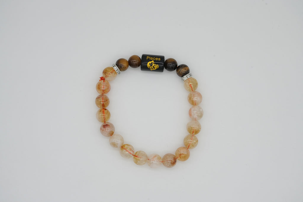 Pisces Rutilated Quartz And Tiger Eye Bracelet