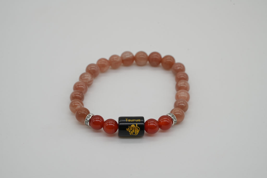Taurus Peach Aventurine And Carnelian Bracelet