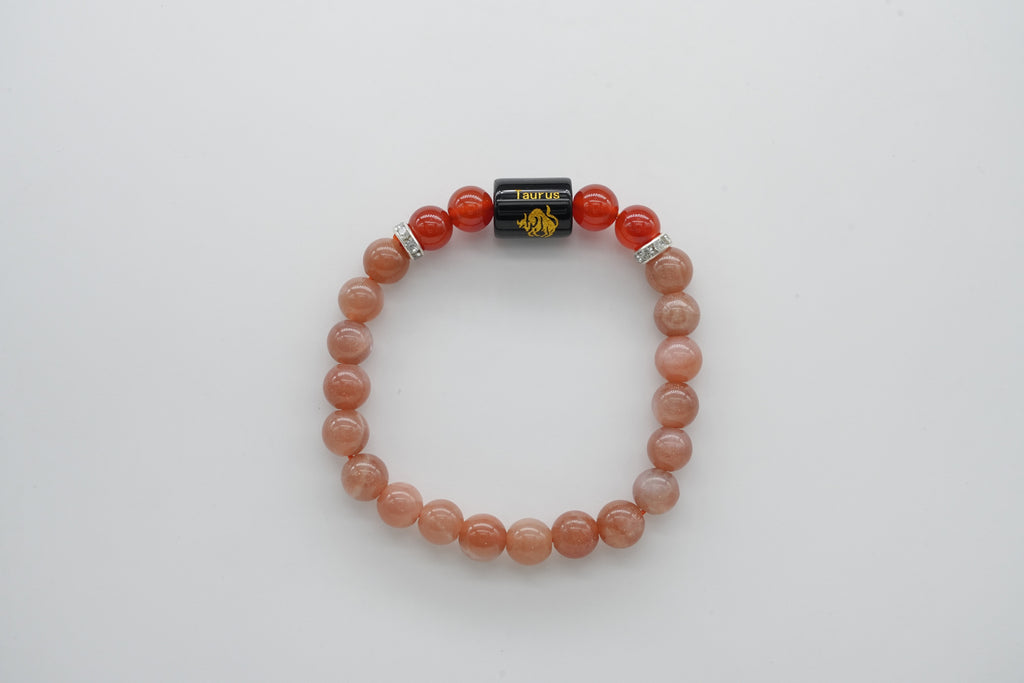 Taurus Peach Aventurine And Carnelian Bracelet