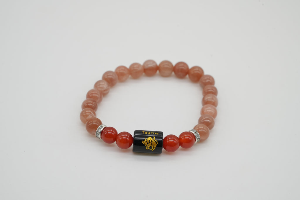 Taurus Peach Aventurine And Carnelian Bracelet