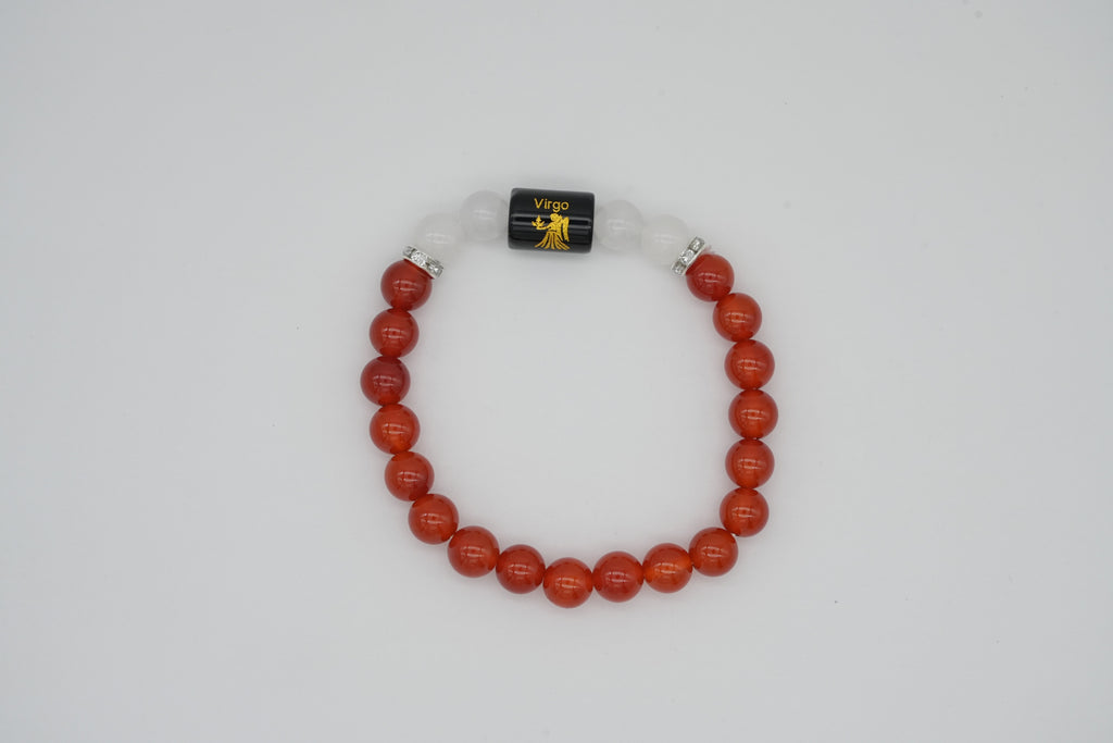 Virgo Carnelian And Clear Quartz Bracelet