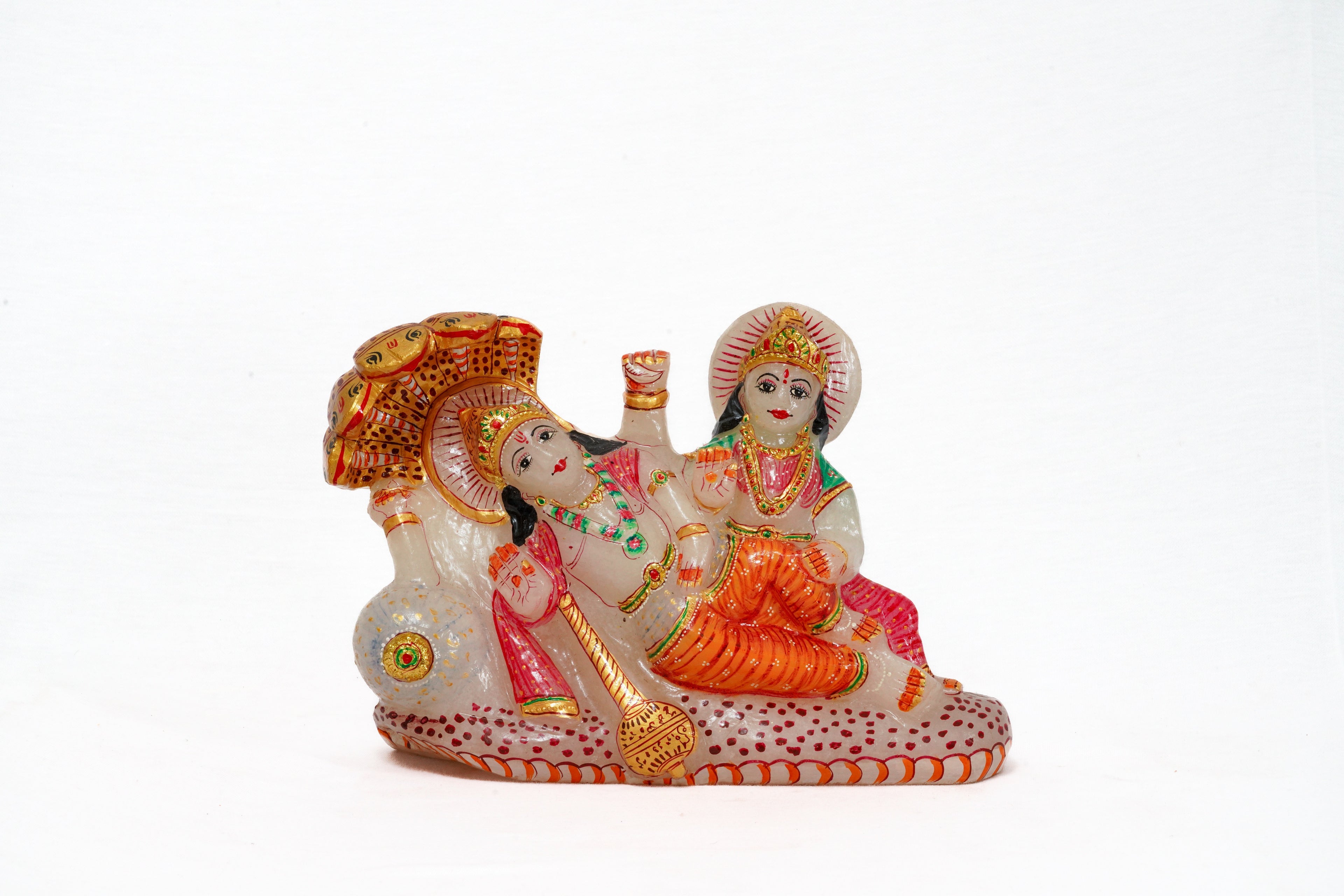 White Quartz Vishnuji And Laxmiji Murti 1